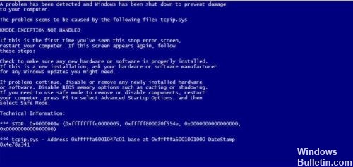 tcpip.sys Blue Screen of Death