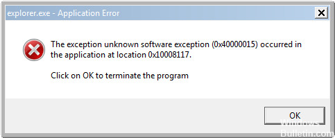 How to Fix Unknown Software Exception 0x40000015