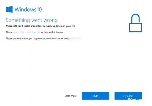 Windows 10 Update Error 0x8007001F